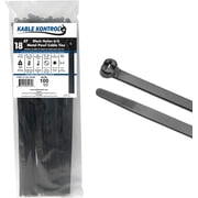 Kable Kontrol Metal Pawl Cable Ties - 18 Long - 120 Lbs Tensile Strength - 100 Pcs - Black