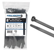 Kable Kontrol Metal Pawl Cable Ties - 8 Long - 120 Lbs Tensile Strength - 100 Pcs - Black