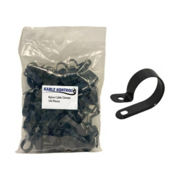 Kable Kontrol - Nylon Plastic Cable Clamps - 3/4" Diameter - 100 pcs - UV Resistant Black