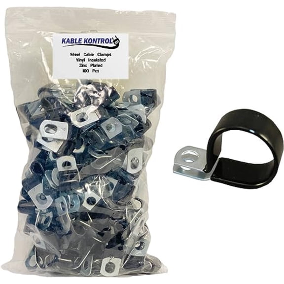 Kable Kontrol Steel Cable Clamps - 1/4" diameter - Vinyl Insulated - 100 Pcs