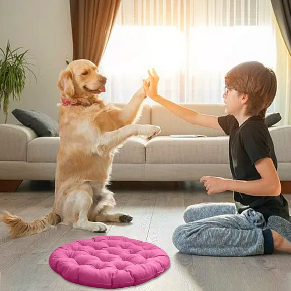 Kabnic 16" Seat Cushion Round Solid Pink Chair Cushions | Tatami Floor Pillow Cushion for Chair, Living, Room, Balcony, Office, Sofa, Yoga