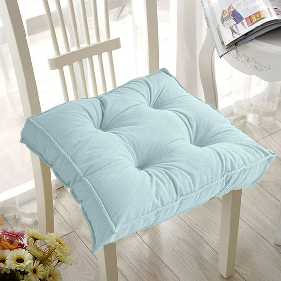 Kabnic 16" Square Chair Pad Seat Cushion Solid Color Soft Chair Pads Comfy Cushion Pillow for Kitchen Dining Office Chair Kids Reading Green
