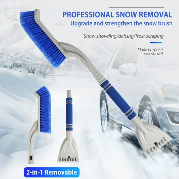 Kabnic 27" Snow Brush and Ice Scraper for Car Windshield - Detachable with Ergonomic Foam Grip, Heavy Duty ABS & PVC Brush for Cars, Trucks, SUVs