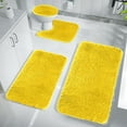 thumbnail image 1 of Kabnic Absorbent 4-Piece Microfiber Bath Rug Set | Non-Slip Bathroom Rug, Contour Mat & Toilet Seat Cover, Machine Washable, Yellow, 1 of 8