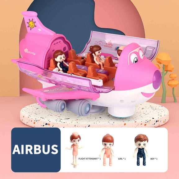 Kabnic Kids Airplane Toy, Bump & Go Technology, Toy Airplane with Flashing Colorful Lights Music & Airplane Sounds, Toys for Boys & Girls 3-12, Toddler Airplane Toys for 3 Year Old and Up