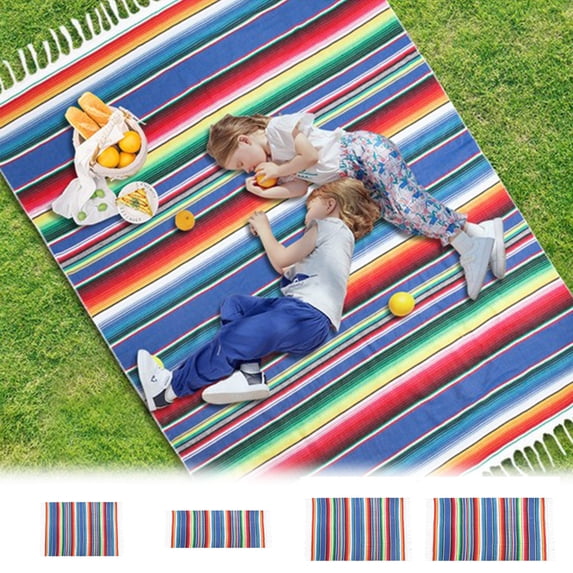 Kabnic Mexican Table Runner | Large Square Fringe Cotton Serape | Perfect for Mexican Parties and Weddings | Ideal Outdoor Table Cover, 18"x13"