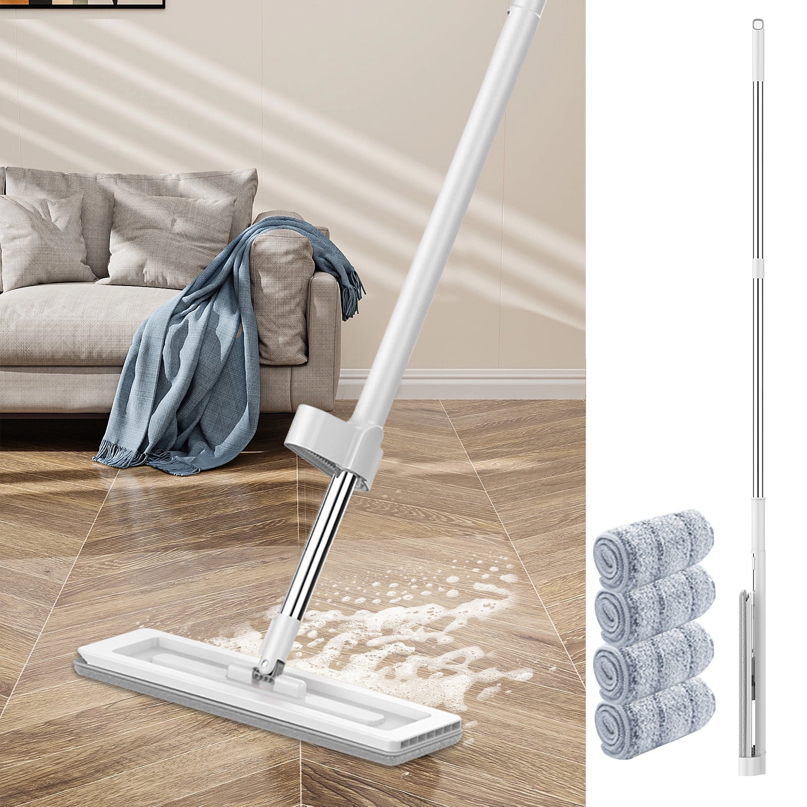 Kabnic Microfiber Mop Floor Cleaning System Flat Mop With Stainless kabnic-microfiber-mop-floor-cleaning-system-flat-mop-with-stainless