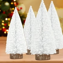 Kabnic Mini Christmas Trees, Artificial Mini Pine Trees with Wood Base, Sisal Trees, Bottle Brush Trees for Christmas Decoration