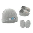 thumbnail image 1 of Kabnic Newborn Baby Hat, Mittens, and Shoes Set, Cotton 3-Piece Outfit, Anti-Scratch Gloves, Beanie & Booties for Boys & Girls, 0-6 Months Winter Essentials, 1 of 2