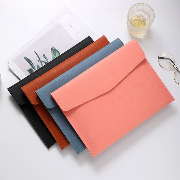 Kabnic PU Leather A4 File Folder Document Holder Waterproof Portfolio Envelope Folder Case with Snap Closure Blue