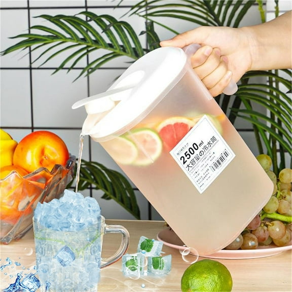 Kabnic Plastic Pitcher with Lid, 2.2L Large Capacity Water Pitcher, Cold Water Kettle, Iced Tea Pitcher for Fridge, Beverage, Coffee, Juice, Sun Tea