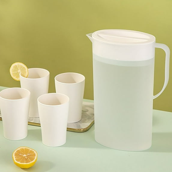 Kabnic Plastic Water Pitcher with Lid, 2L Large Capacity, Cold Water Kettle, Iced Tea Pitcher for Fridge, Juice, Coffee, and Sun Tea