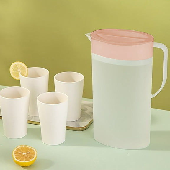 Kabnic Plastic Water Pitcher with Lid, 2L Large Capacity, Cold Water Kettle, Iced Tea Pitcher for Fridge, Juice, Coffee, and Sun Tea