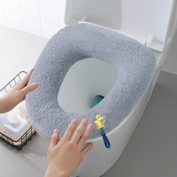 Kabnic Plush Toilet Seat Cushion - Thick Memory Foam Cover with Non-Slip Grip, Universal Fit for Round/Elongated 14"x18" Seats, Machine Washable