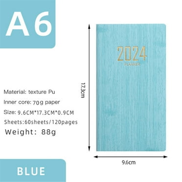 Kabnic Pocket Planner 2024, 6.8"x3.7" Daily Planner for Purse, A6 Hardcover Lined Journal Notebook, 120 Pages