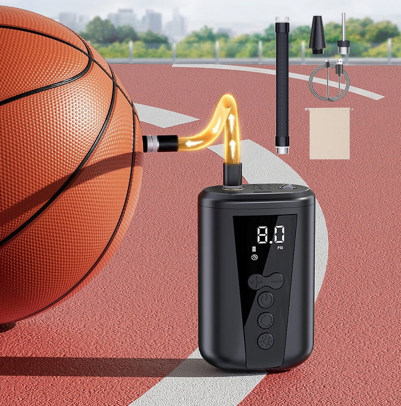 Kabnic Portable Tire Inflator, Electric Basketball \u0026 Football Inflator, Automatic Tire Pump for Sports Balls \u0026 Pool Inflatables, Fast \u0026 Easy Use