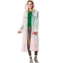 Kabnic Raincoats for Adults - EVA Clear Raincoats with Hood, Reusable Rain Coats for Women & Men, Waterproof & Lightweight, White