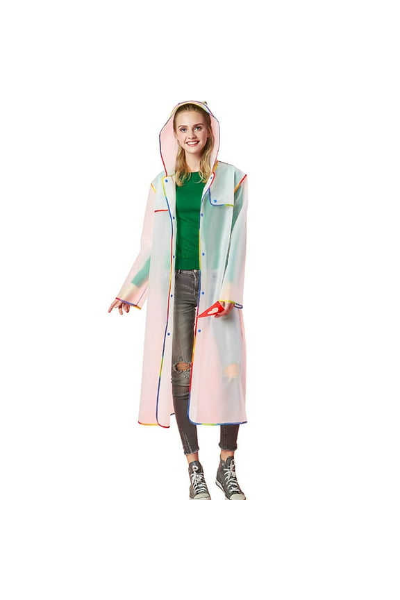 Raincoats for Adults - EVA Clear Raincoats with Hood, Reusable Rain Coats for Women & Men, Waterproof & Lightweight, White