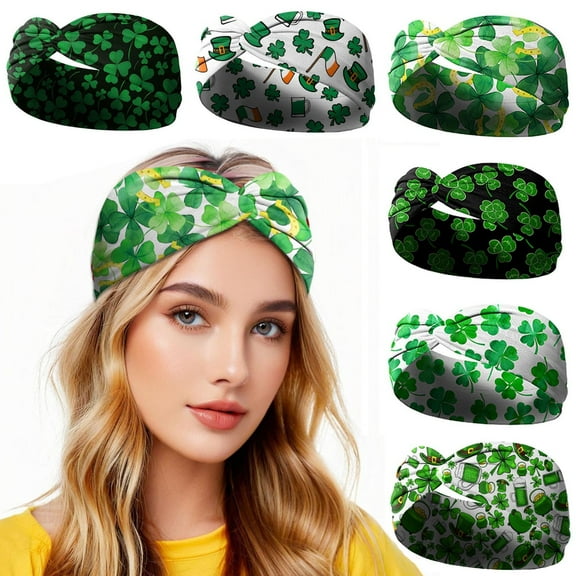 Kabnic St. Patrick's Day Headbands, Irish Green Shamrock Hair Accessories for Women & Girls, Gifts, Twist Knot Turban, Celebration Party Headwraps