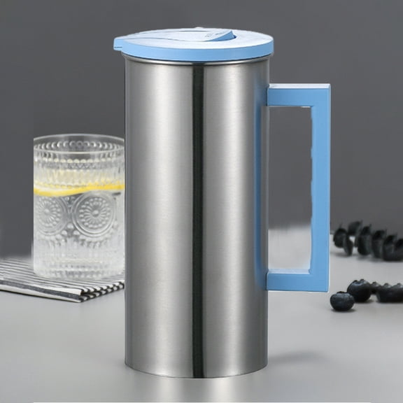 Kabnic Stainless Steel Water Pitcher with Lid, 1.8L/63oz Thermal Carafe for Water, BPA-Free, Premium Stainless Steel Pitcher | Blue