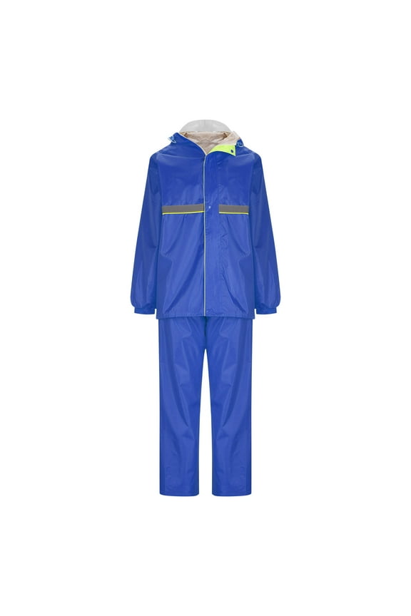 Striped Reflective Rain Suits for Women - Waterproof Hooded Jacket & Pants Set, Safety Outdoor Work Raincoat, Lightweight & Durable, Blue