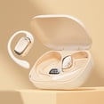 thumbnail image 1 of Kabnic Wireless Earbuds Open Ear Earhooks Headphones Bones Conduction Headphones Led Power Display Earphones Sport Bluetooth 5.4 Headphones, Beige, 1 of 9