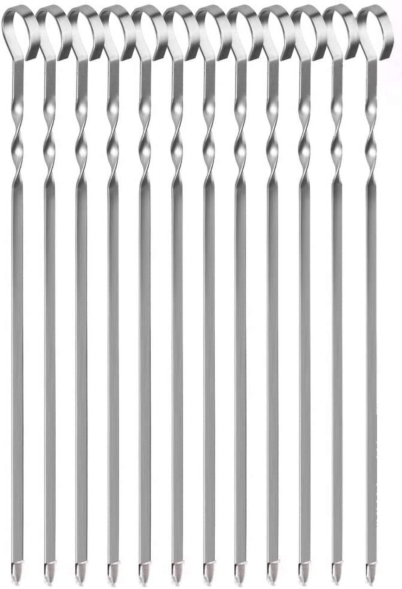 Kabob Skewers, 15" Metal Kebab Skewers Flat Long Stainless Steel Wide