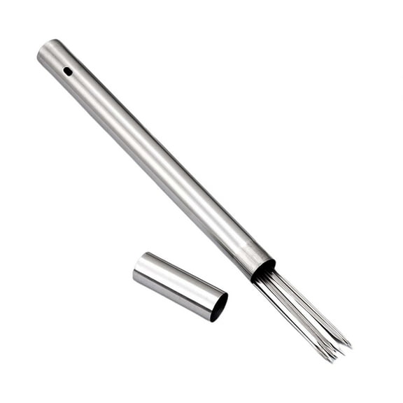 Kabob Skewers Flat Metal Stainless Steel BBQ Barbecue Skewer 13.8" Anti-Roll Heavy Duty Shish Kebob Sticks Wide Reusable Grilling Skewers Set for Meat Shrimp Chicken Vegetable Kebab Fork Sausage