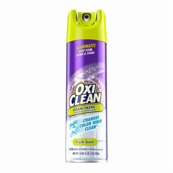 OxiClean Foam-Tastic Foaming Bathroom Cleaner, Fresh Scent, 19 oz Spray Can, Eliminates Soap Scum, Grime and Stains