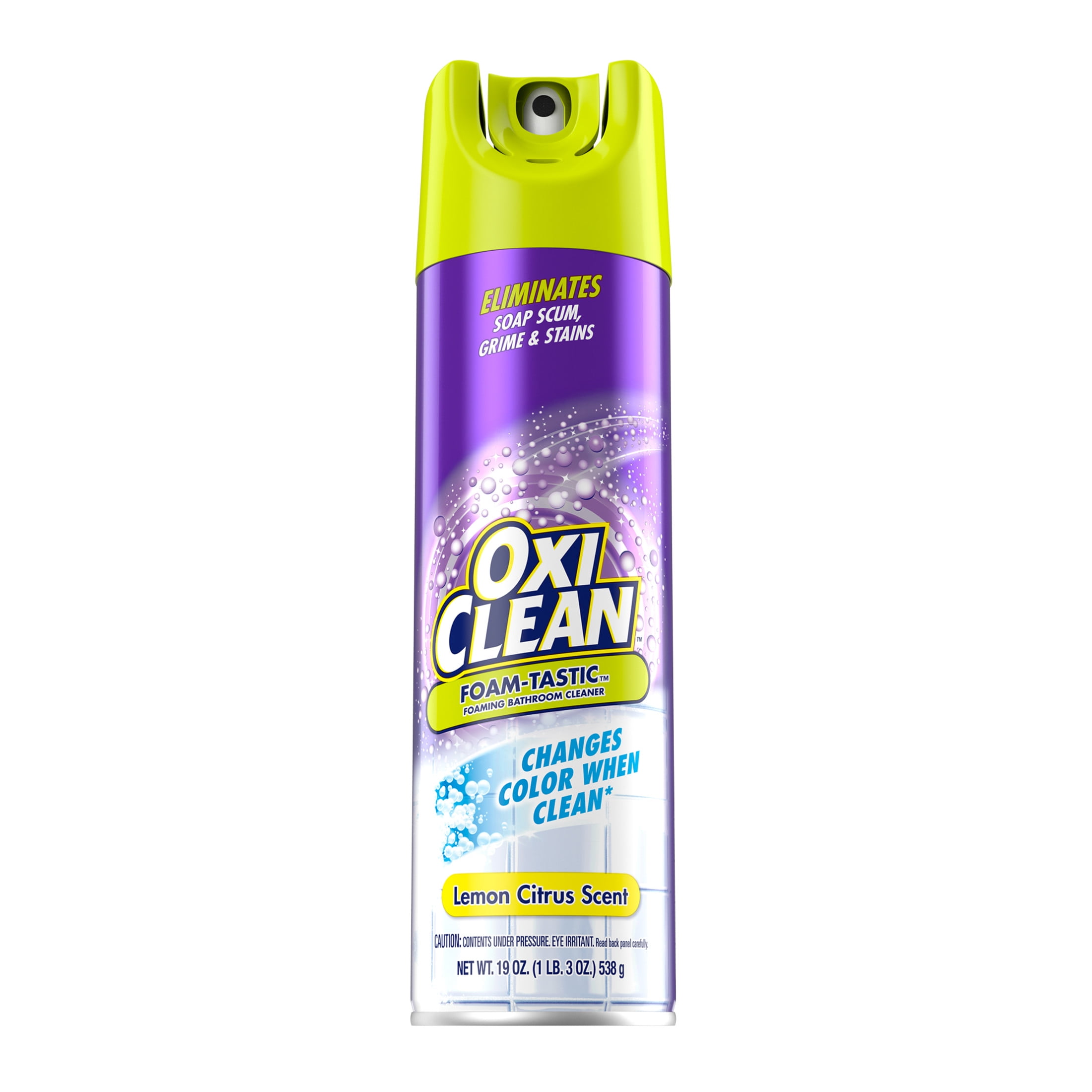 KABOOM OxiClean Foam-Tastic Foaming Bathroom Cleaner, Removes Soap Scum, Grime & Stains, Lemon Scent, 19 oz