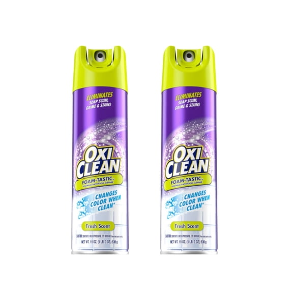 OxiClean Foam-Tastic Foaming Bathroom Cleaner, Removes Soap Scum, Grime & Stains, Fresh Scent, 19 oz, Pack of 2