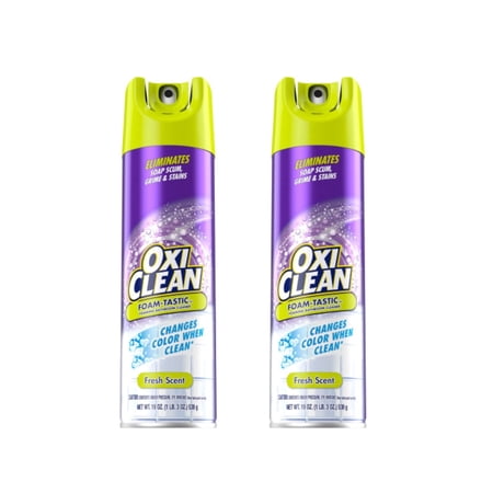 OxiClean Foam-Tastic Foaming Bathroom Cleaner, Removes Soap Scum, Grime & Stains, Fresh Scent, 19 oz, Pack of 2