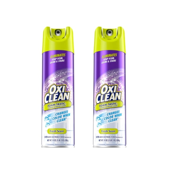 OxiClean Foam-Tastic Foaming Bathroom Cleaner, Removes Soap Scum, Grime & Stains, Fresh Scent, 19 oz, Pack of 2