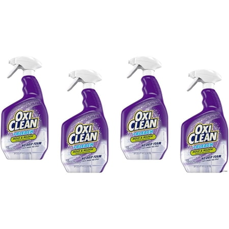 Oxiclean Plus Bleach, No Drip Foam, Mold & Mildew Bathroom Stain Remover 30 Oz. (Pack Of 4)