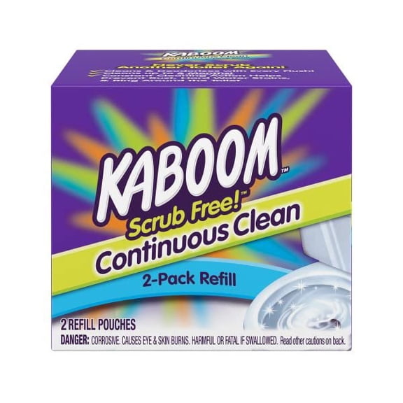 Kaboom Scrub Free! Continuous Clean Toilet Cleaning System Refill, 1 Box with 2 Refill Pouches
