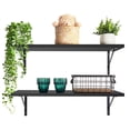 thumbnail image 1 of Kaboon 27 inch Long 10 inch Deep Floating Shelves for Wall Set of 2, Large Open Shelves Wall Mounted, Space Saving Home and Commercial Use, Black, 1 of 9