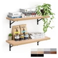 thumbnail image 1 of Kaboon 27 inch Long 10 inch Deep Floating Shelves for Wall Set of 2, Large Open Shelves Wall Mounted, Space Saving Home and Commercial Use, Light Walnut, 1 of 6