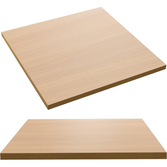 Kaboon Universal Table Top 20 x 20 inches Squre Pack of 2, Reversible Melamine Countertop Only, Home or Commercial Indoor Use, Light Walnut