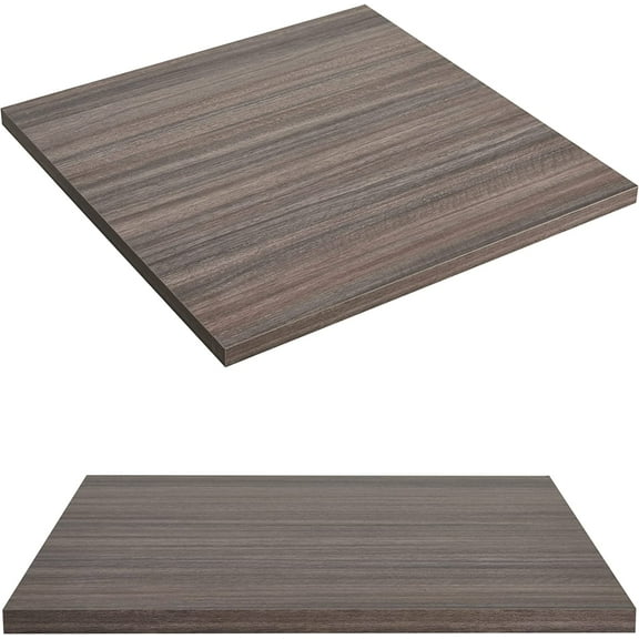 Kaboon Universal Table Top 24 x 24 inches Squre Pack of 2, Reversible Melamine Countertop Only, Home or Commercial Indoor Use,1 inch Thick Eucalyptus/Rustic Wood