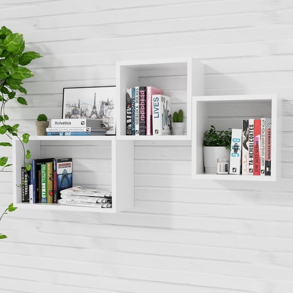 Kaboon Wall Mount Cube Shelf Set of 3,19.75x12.5x7.75, Model-Cube-Shelf, White