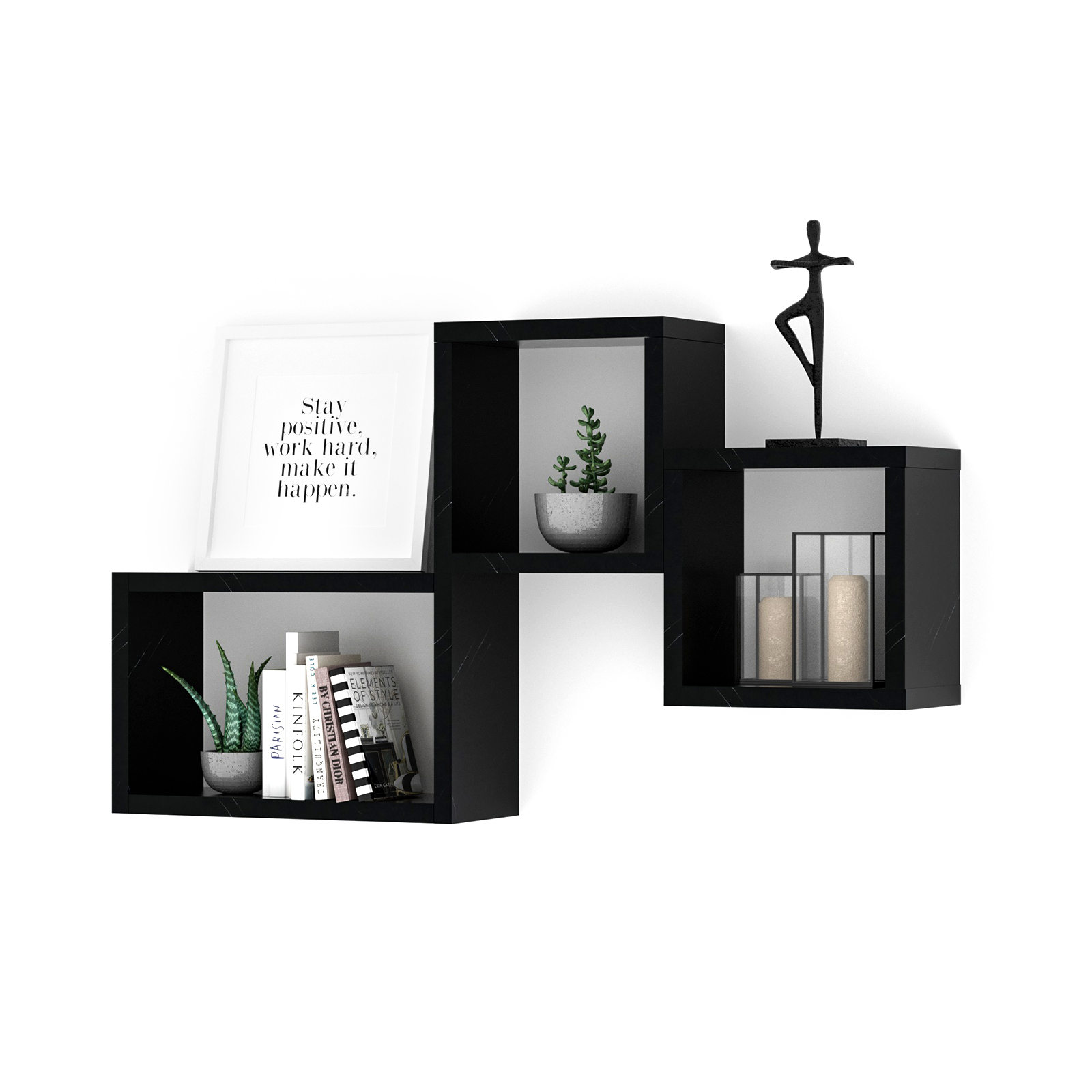 Kaboon Wall Mount Cube Shelf Set of 3, Large Wall Shelf 7.75"D x 19.75