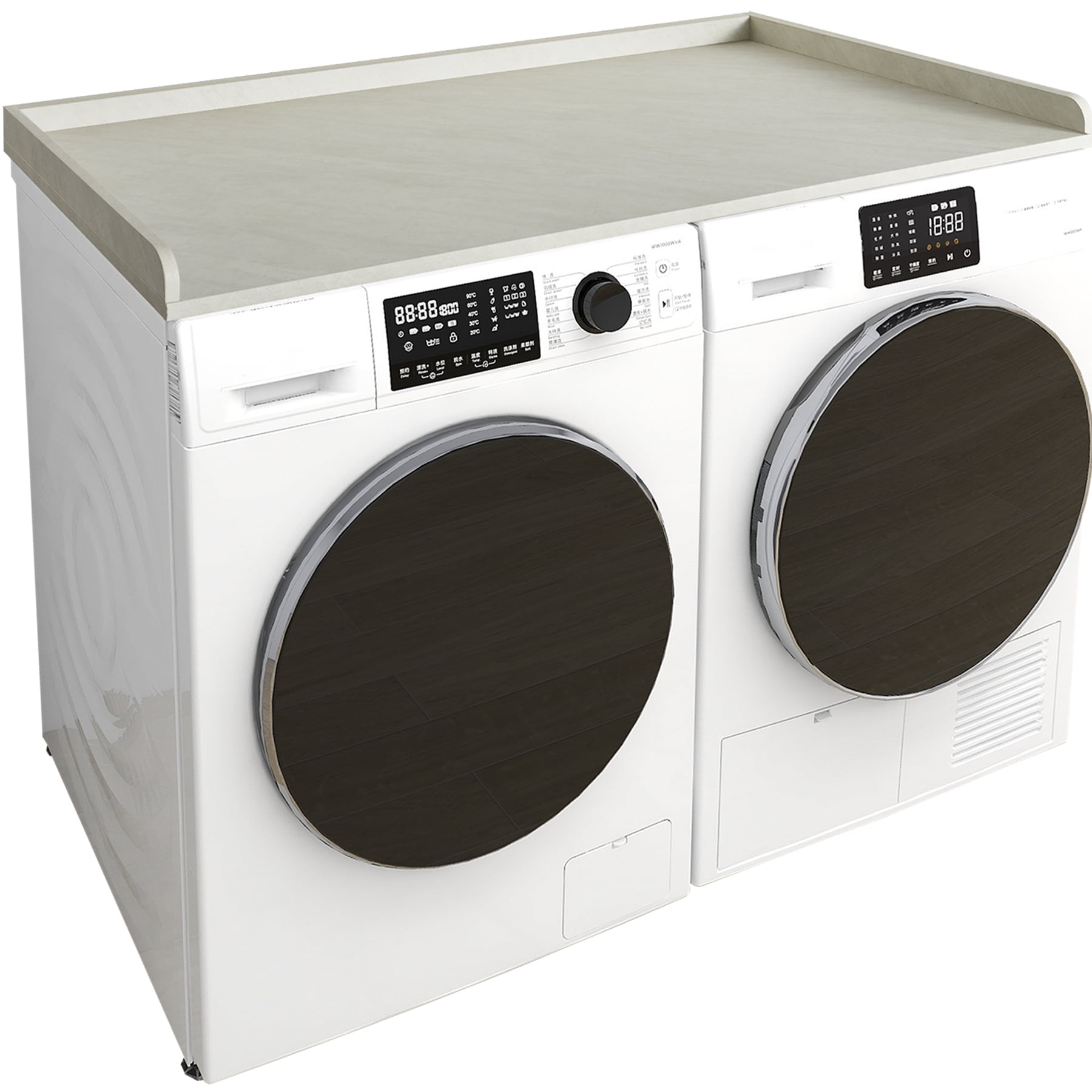 Kaboon Washer Dryer Countertop, Melamine Countertop with Edge Rails - 27.5  Depth x 54 Width Laundry Room Organization, Cloud Atlas/Black