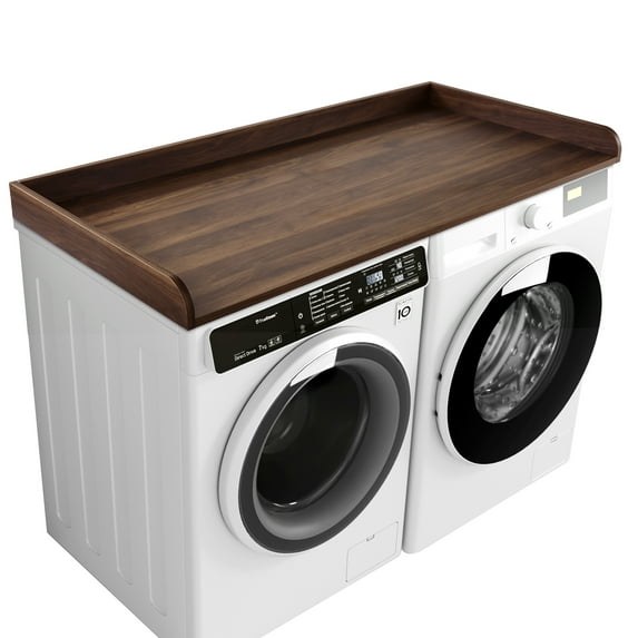 Kaboon Washer Dryer Countertop with Edge Rails, 28" x 58", Dark Walnut
