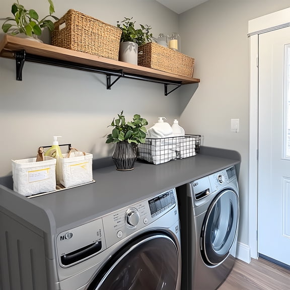 Kaboon Washer Dryer Countertop with Edge Rails, 28" x 58", Grey