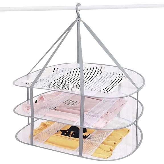 Kabuer 3-Tier Mesh Clothes Drying Rack,Foldable Sweater Dryer,30 x 24 in