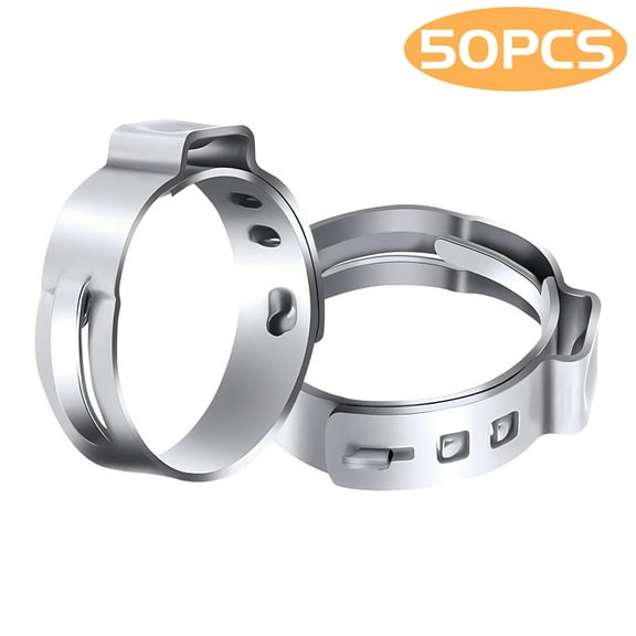 Kabuer 50-Pack 1/2 inch PEX Cinch Clamps for Seamless Pipe Fitting Connections, Stainless Steel