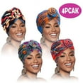 thumbnail image 1 of Kabuer African Head Wraps Comfortable and Breathable Unisex Head Wrap Colorful Fabric Multicolored, 4 PCS, 1 of 7