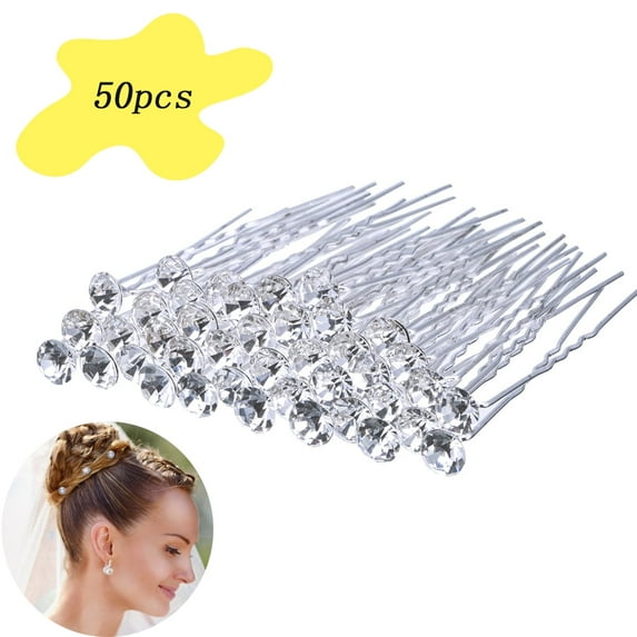 Kabuer Bridal Wedding Hair Pins Rhinestone Hair Clips Accessories for Women & Girls 50 Pcs