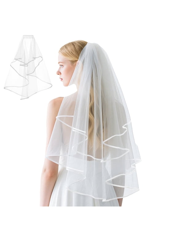 Classic Bachelorette Party Bridal Wedding Veil with Comb, White