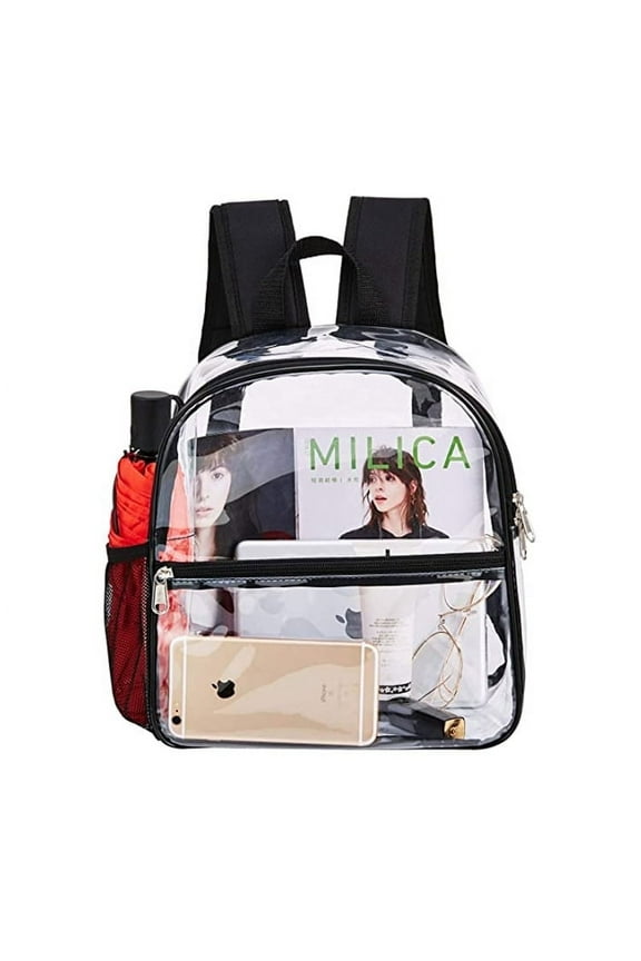 Stadium Approved Clear Mini Backpack Heavy Duty and Waterproof Transparent Backpack for Work and Sports Events